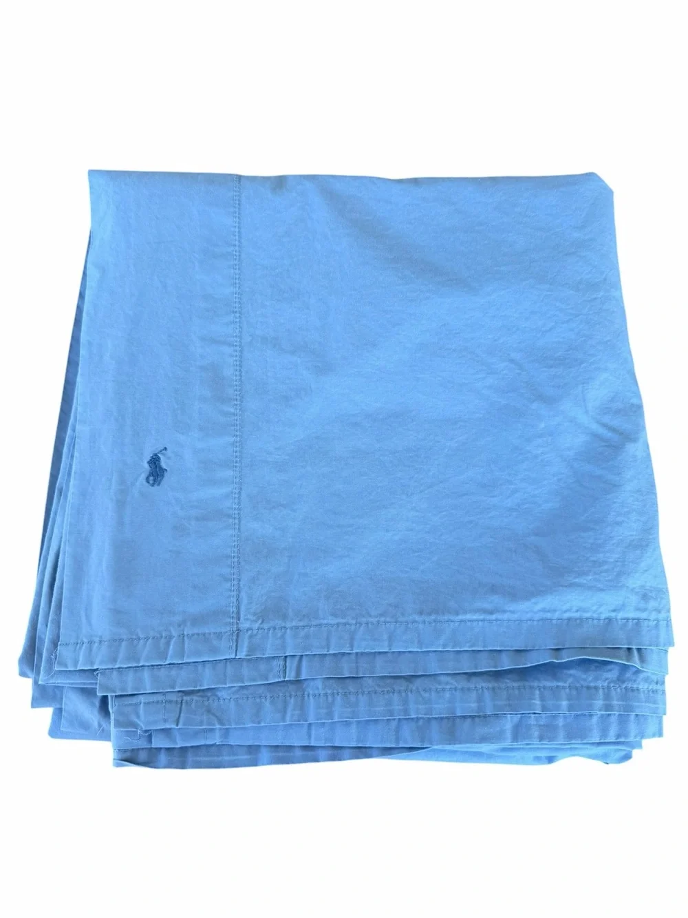 VTG Ralph Lauren Home The Polo Sheet Embroidered Pony King Flat Sheet Blue GUC